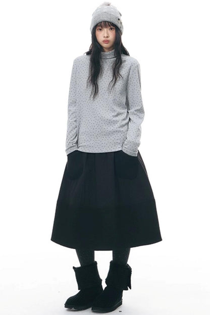 Textured Quilted A-Line Skirt