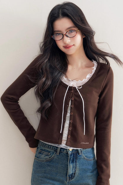 Romantic Lace Chocolate Cardigan