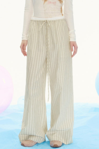 Retro Loose Stripe Mop Pants