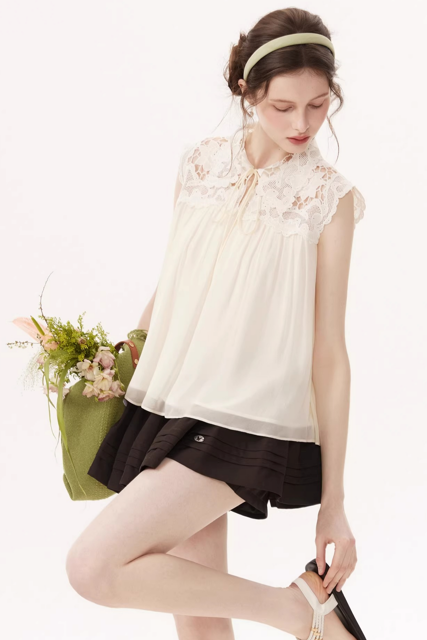Hollow Embroidery Lace Top