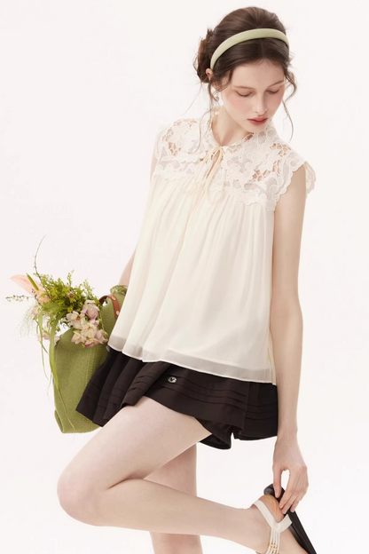 Hollow Embroidery Lace Top