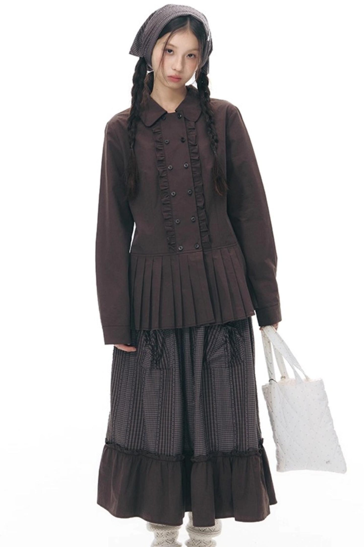 Patchwork Ruffled Umbrella Skirt