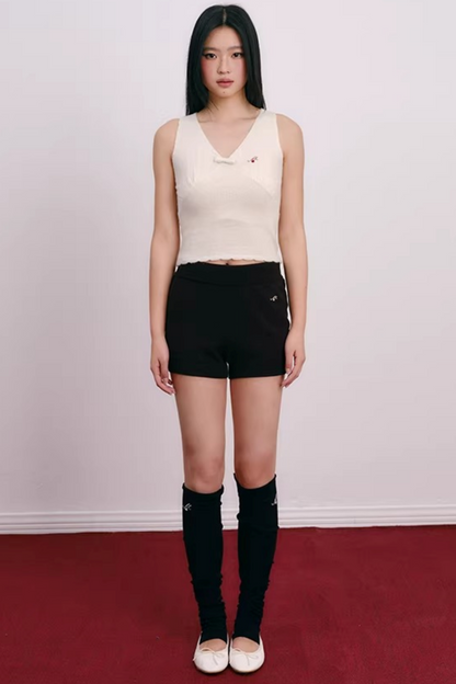 Lace Bowknot V-Neck Top