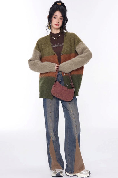 Vintage Lazy V-Neck Cardigan