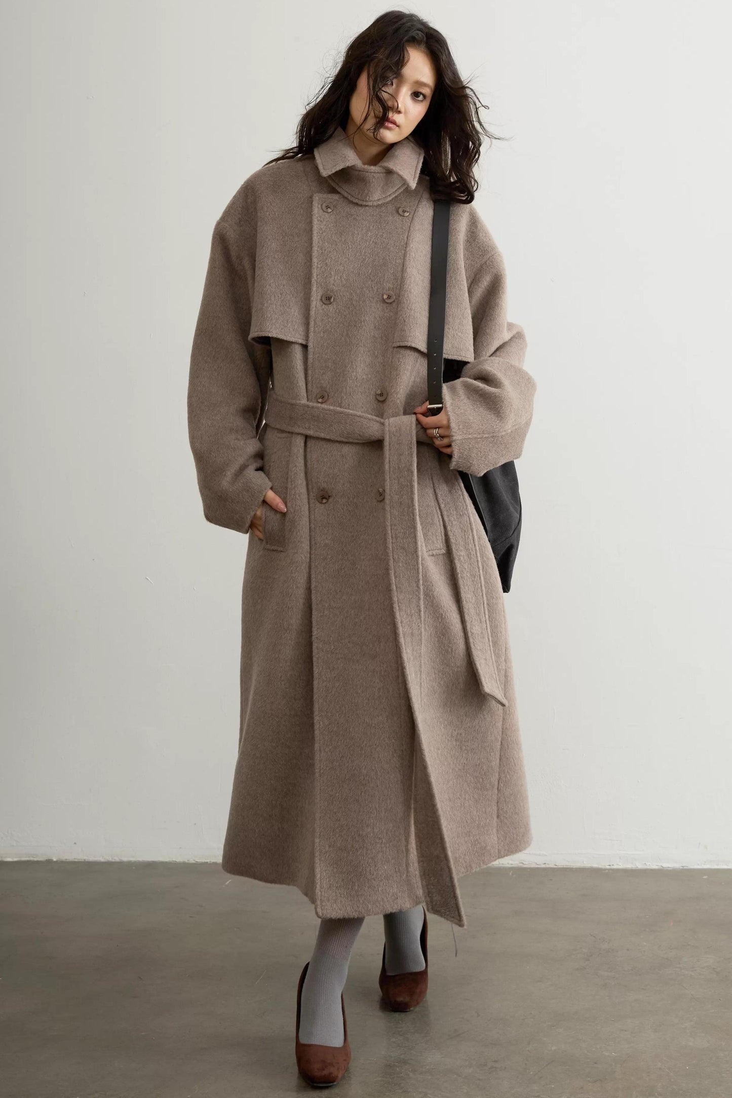 Retro Oatmeal Woolen Long Coat