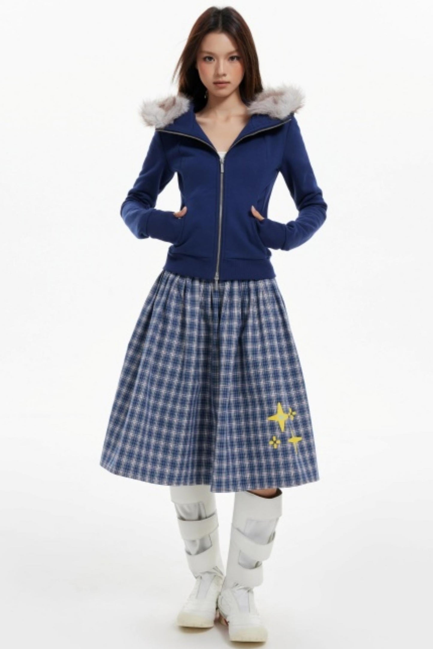 Fur Collar Slim Cotton Hooded Jacket