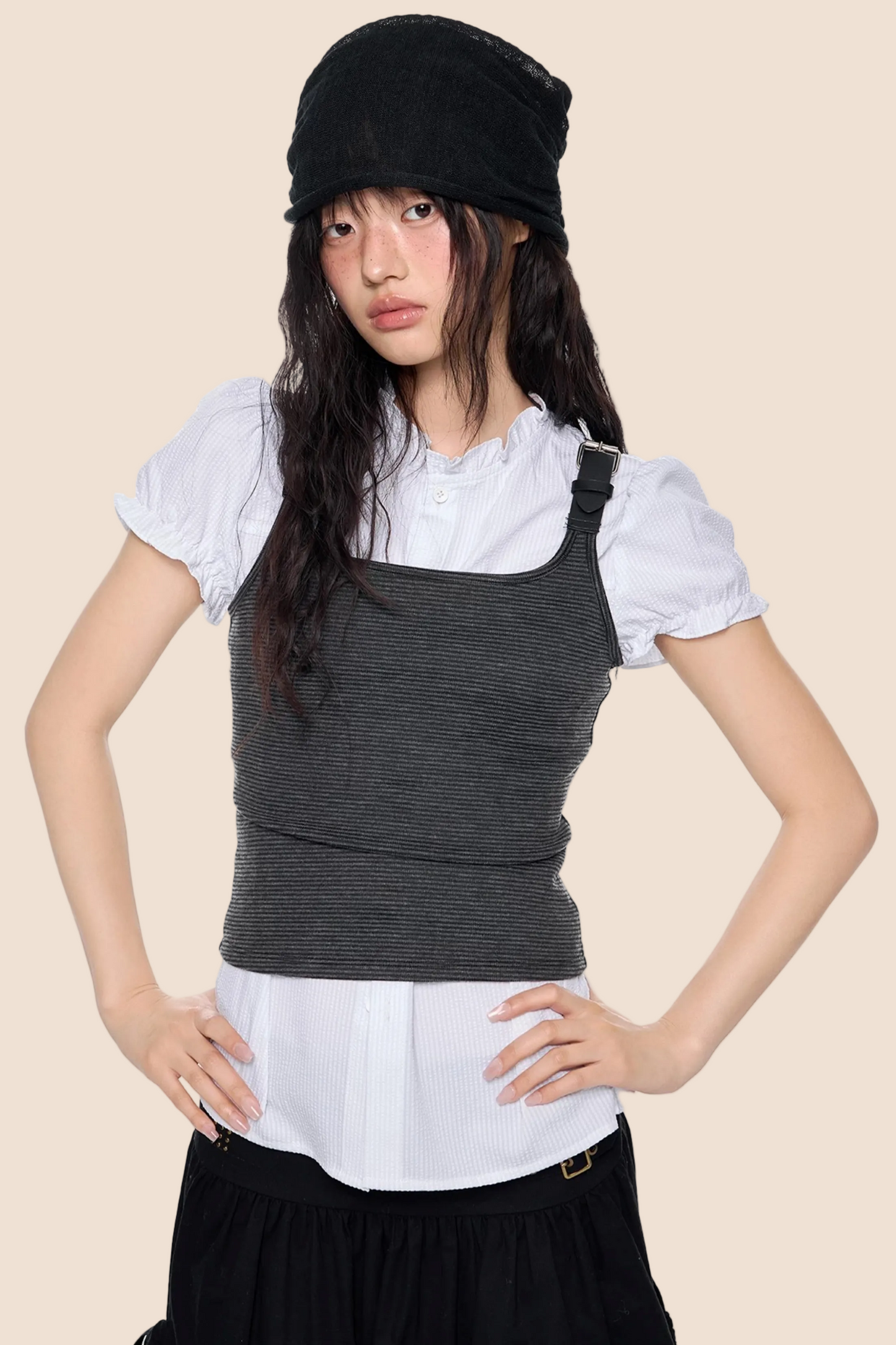 Square Collar Belted Camisole Top