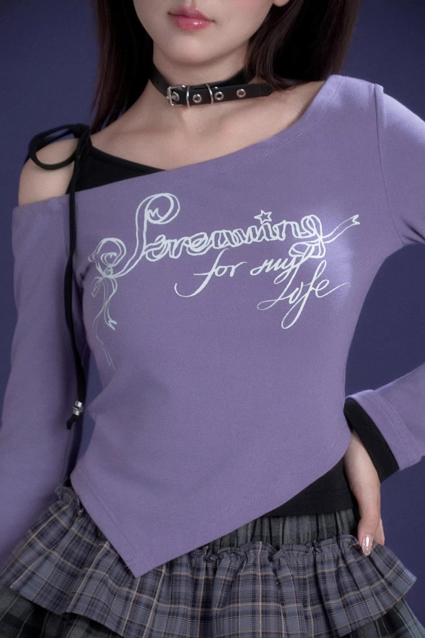 Purple and Black Two-Piece Top