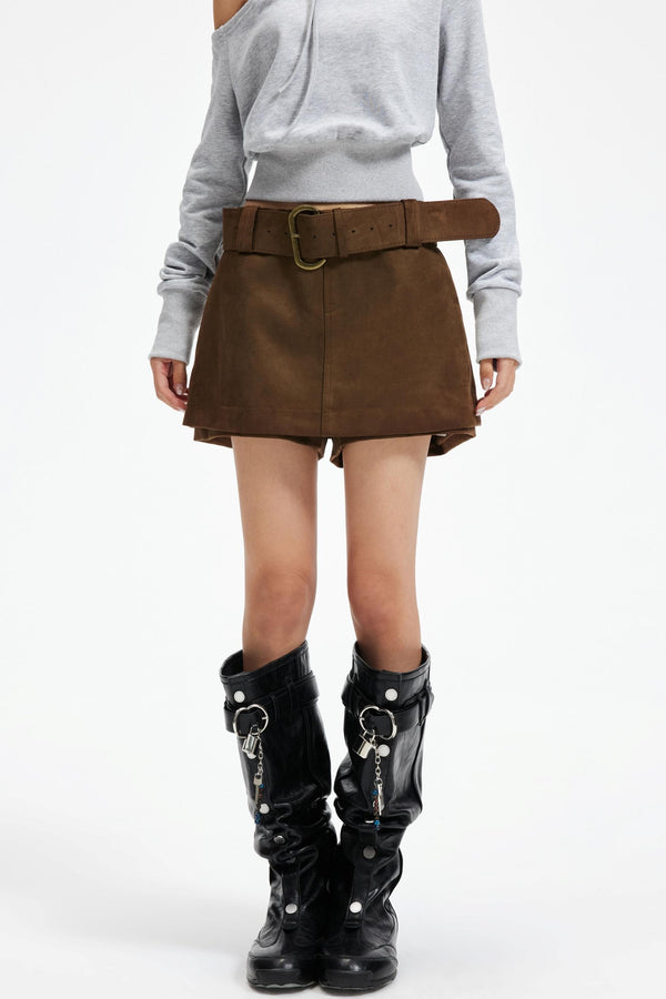 Retro Imitation Suede Skirt