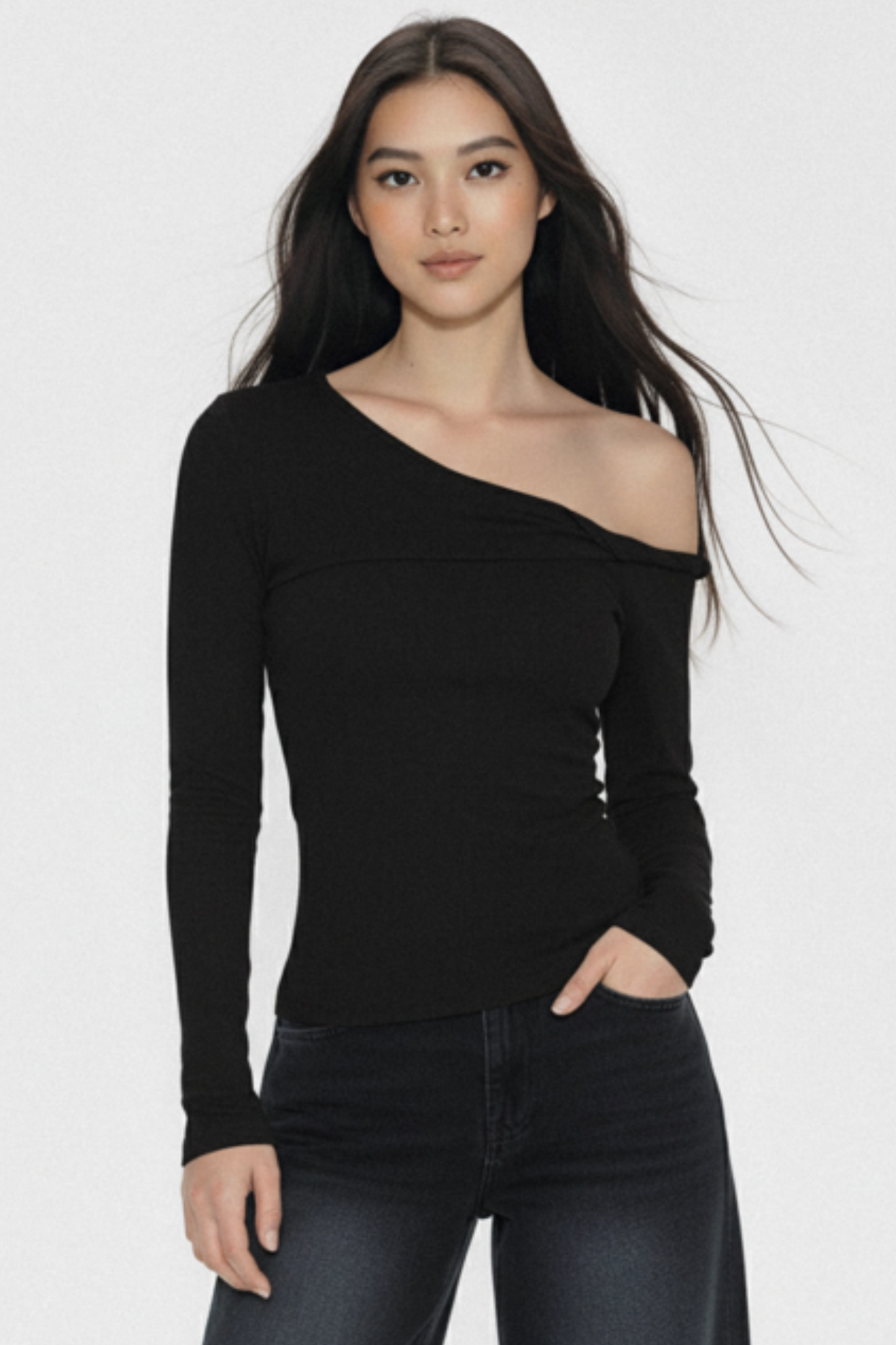 Asymmetrical Twist Slim-Fit Top