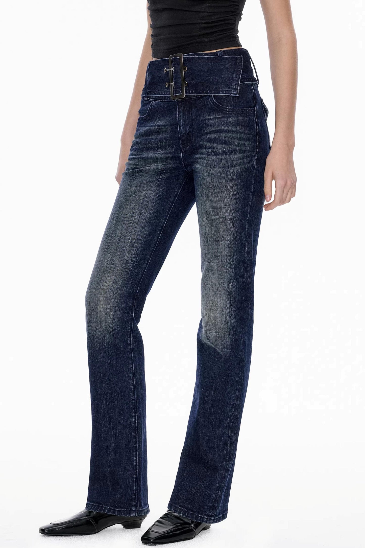 Deep Sea Blue Vintage Denim Pants