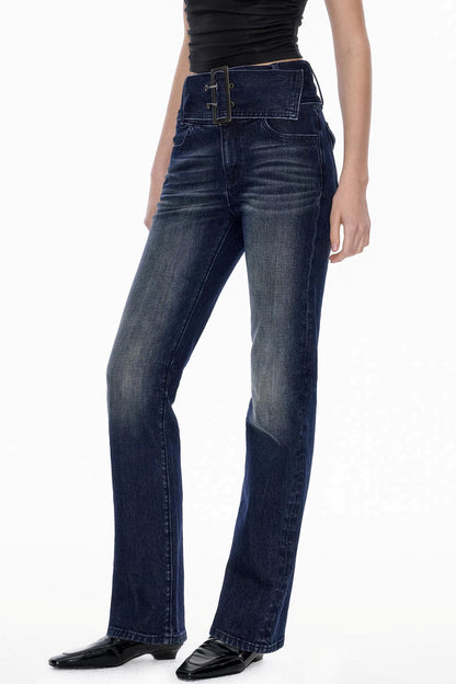 Deep Sea Blue Vintage Denim Pants