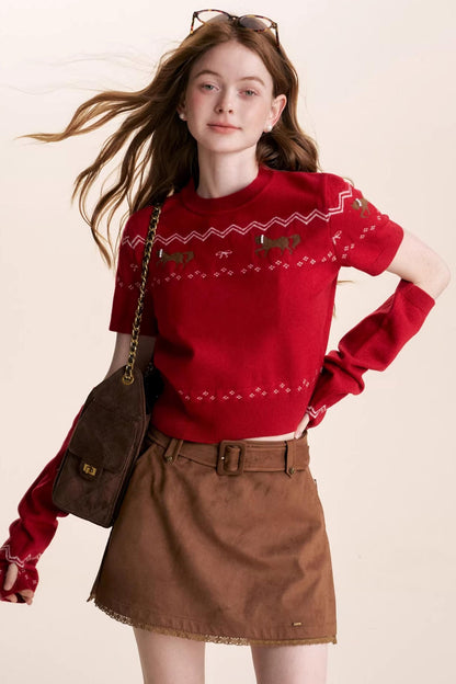 Fair Isle Pearl Knitwear Sweater Set