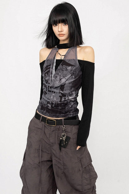 Vintage Swing Collar Long Sleeve Top