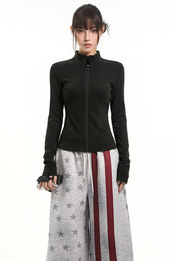 Sexy Black Fleece Cardigan Jacket