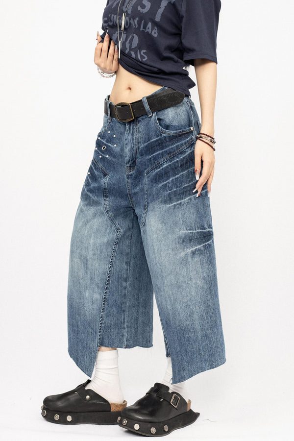 Vintage Irregular Denim Shorts