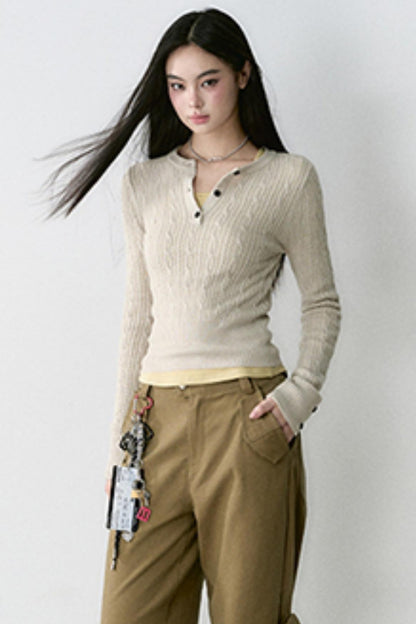 Autumn Winter Twist Knit Top