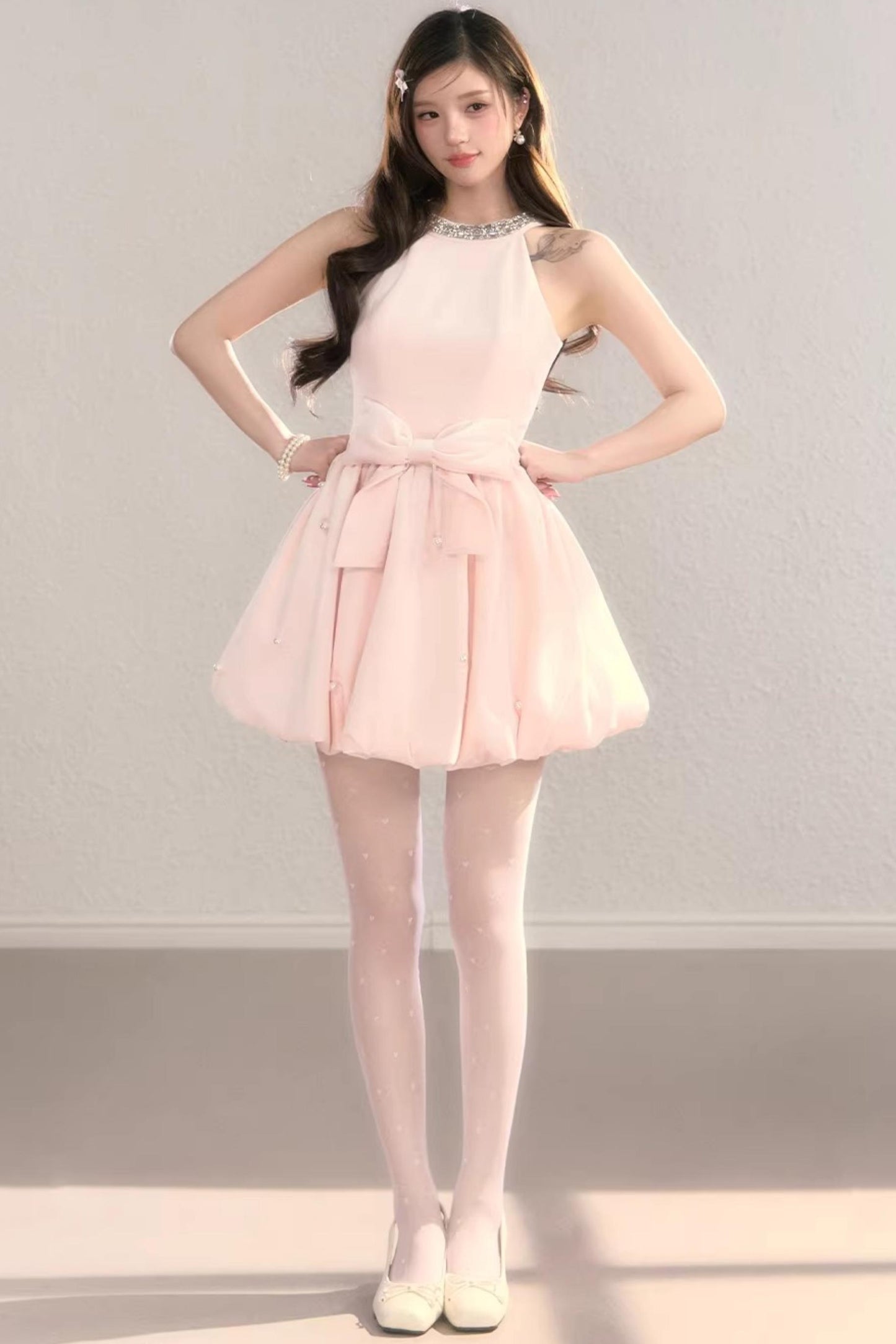 Highlight Halter Neck Puff Dress