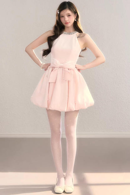 Highlight Halter Neck Puff Dress