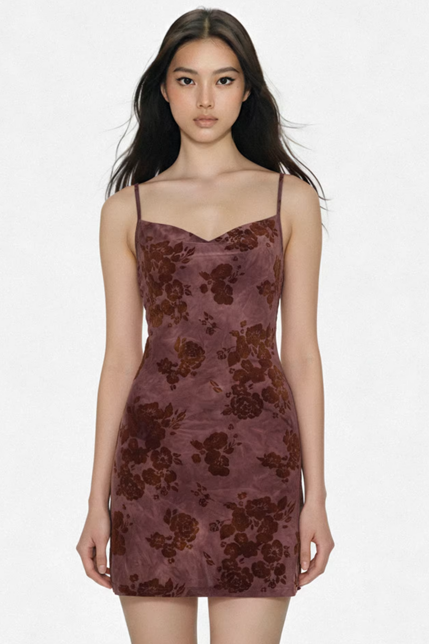 Retro Velvet Print Dress