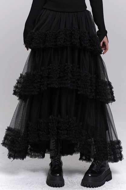 Brown Fluffy Cake Skirt