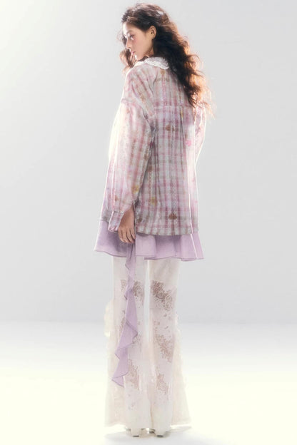 Lace-Tie Cotton Cardigan Matching Set