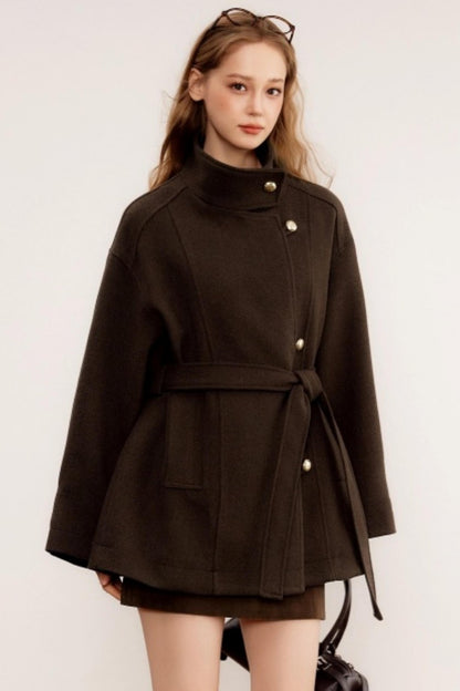 Stand-Up Collar Woolen Coat