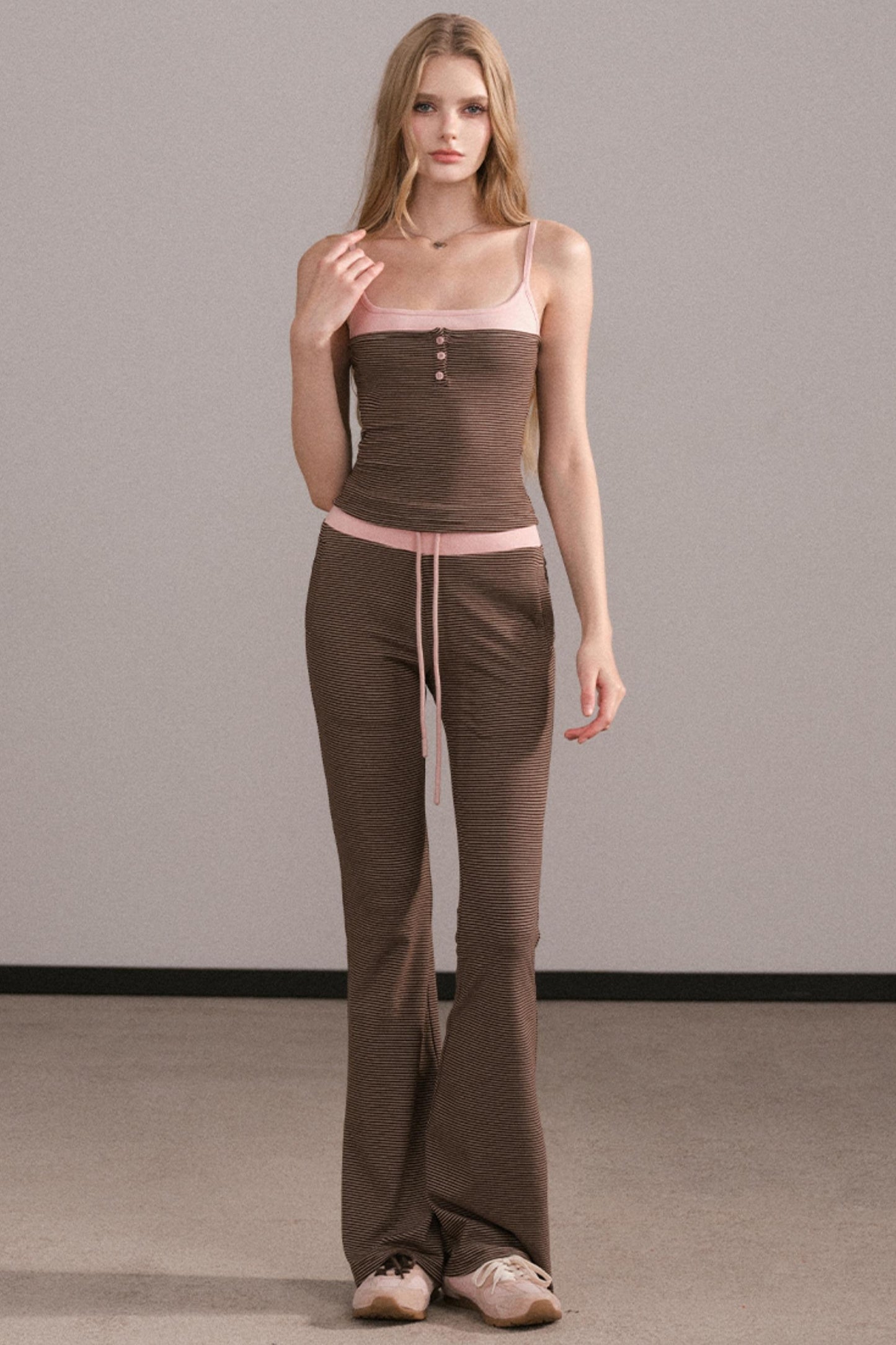 Color-Block Knitted Cardigan Set-Up