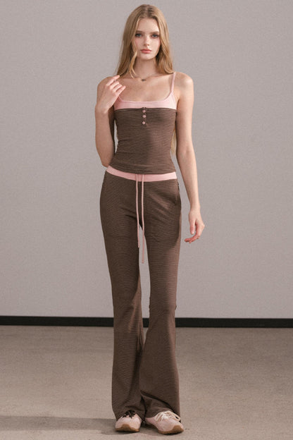 Color-Block Knitted Cardigan Set-Up