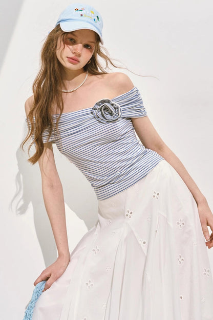 Asymmetrical Rose Stripe Top