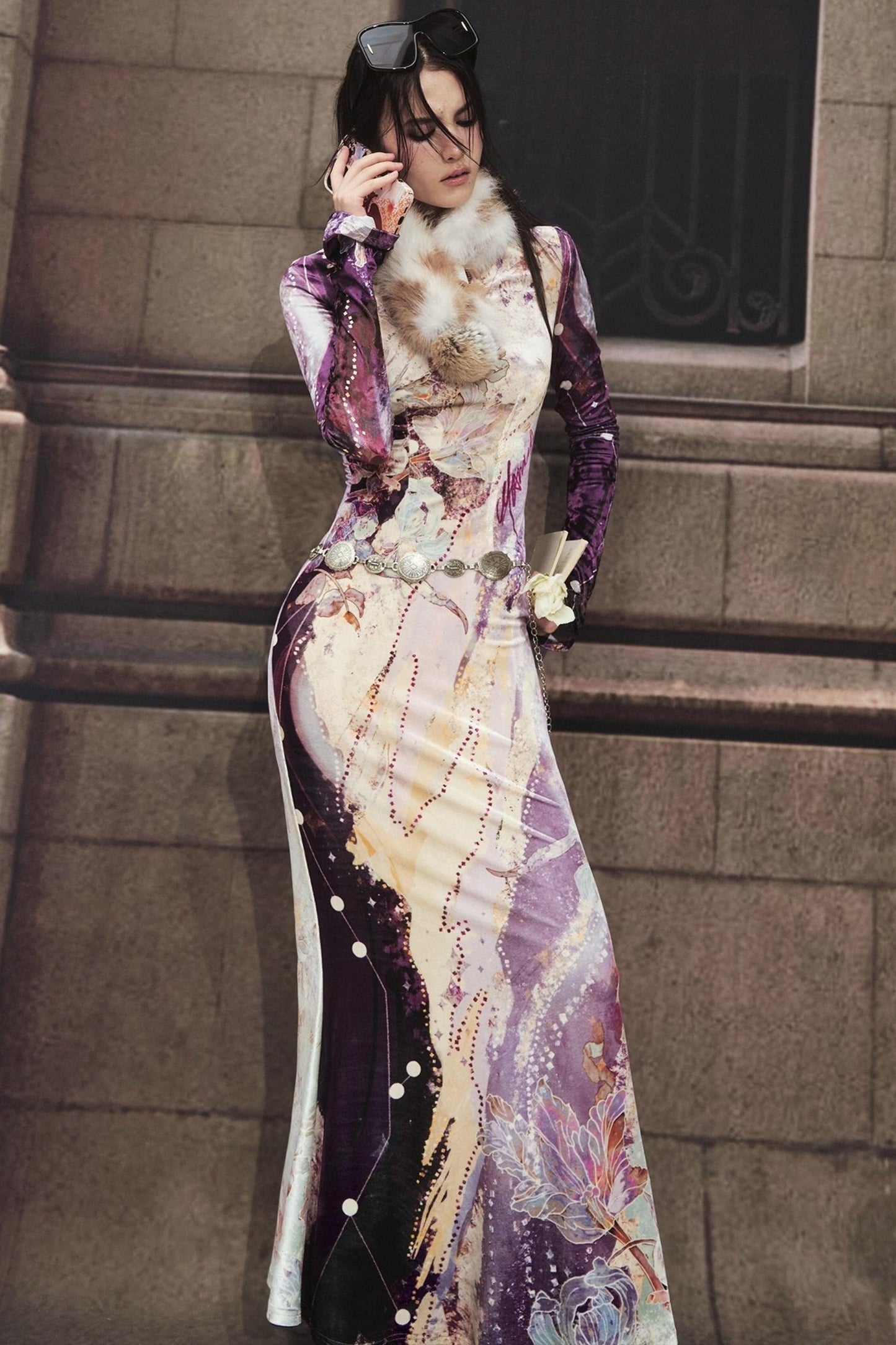 Multi-Colored Fur Ball Scarf