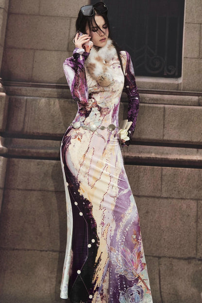 Multi-Colored Fur Ball Scarf