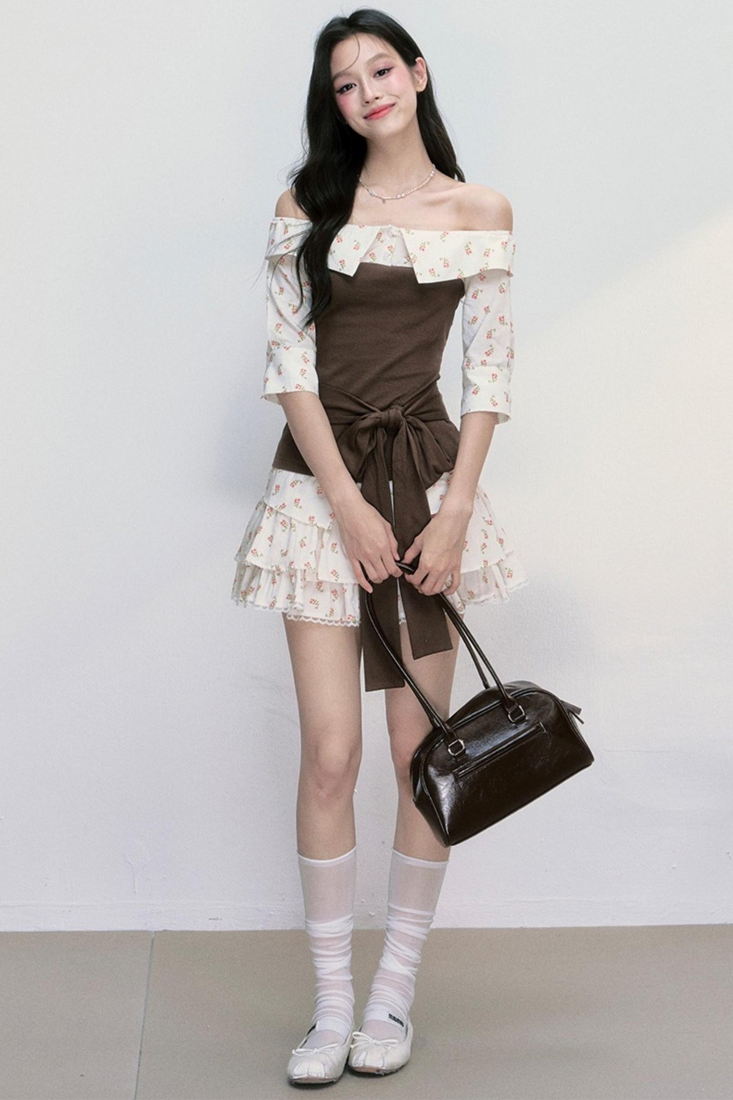 Patchwork Blouse Skirt Set-Up