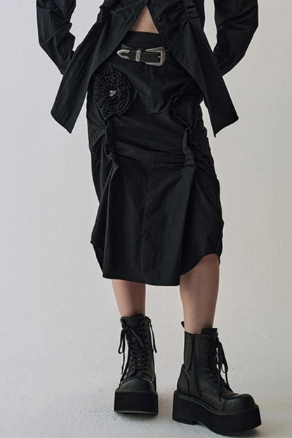 Gothic Plaid Flower Shirt & Skirt Set-Up