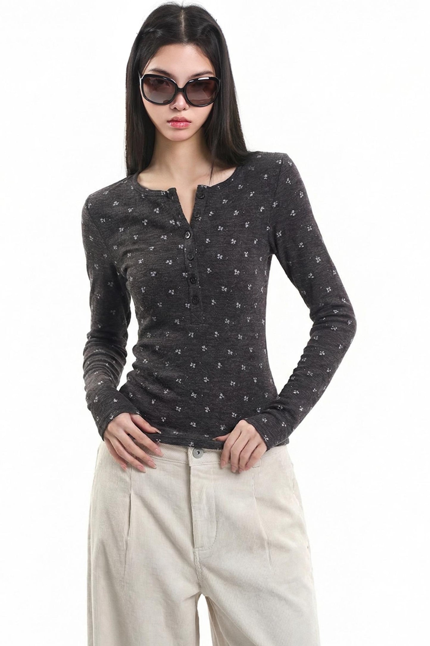 Retro Henry Collar Blouse