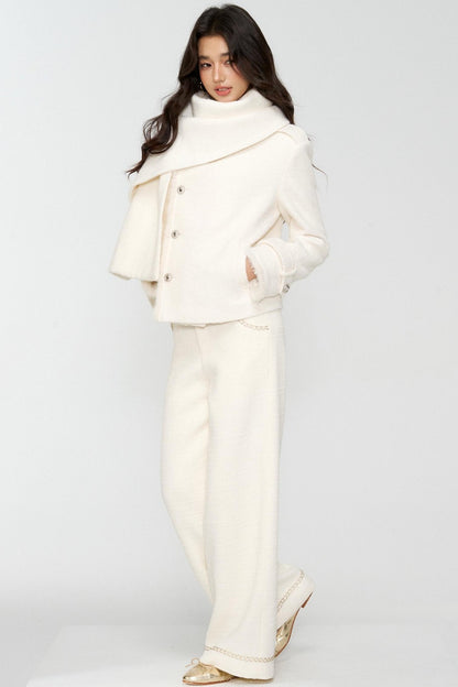 Exquisite Woolen Cropped Jacket Set-Up