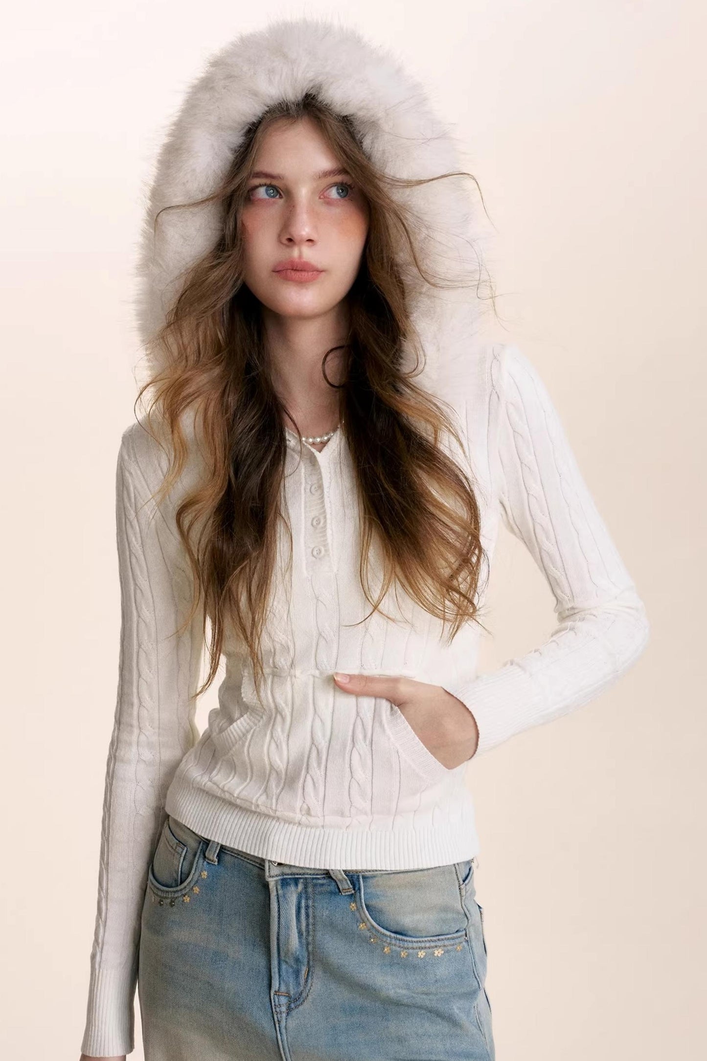 Plush Winter Fur Collar Sweater