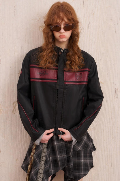 Luxury Rose Embroidered Leather Jacket