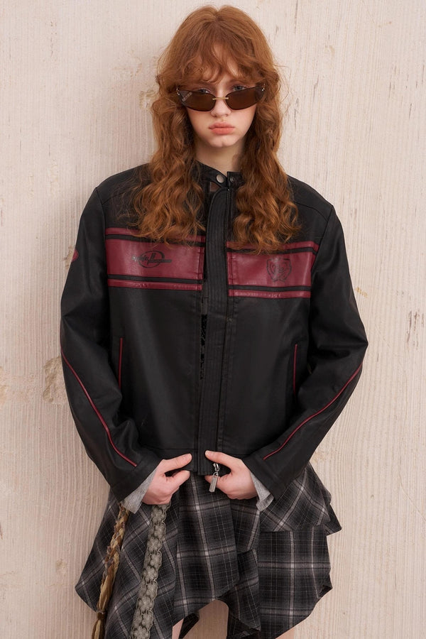 Luxury Rose Embroidered Leather Jacket