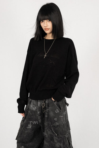 Simple Black Knitwear Sweater