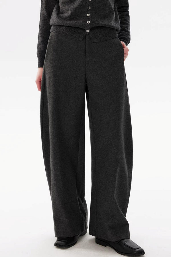 Gray Woolen Drape Trousers