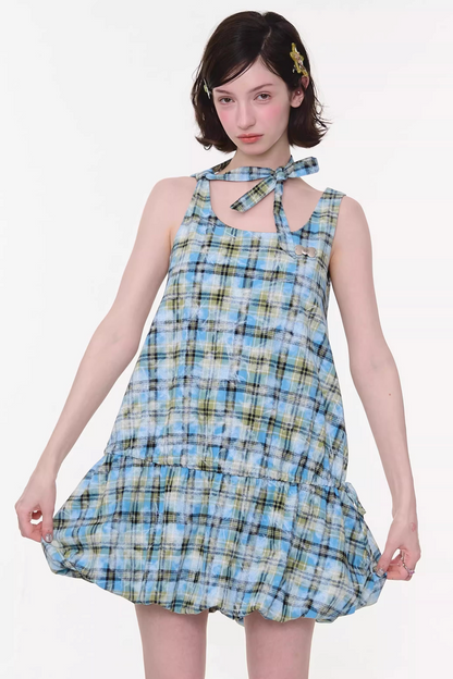 Lime Green Checkered Dress