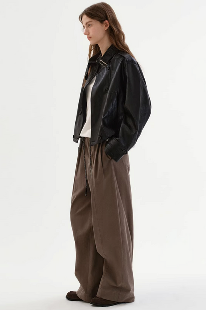 Schwarze matte Lederjacke