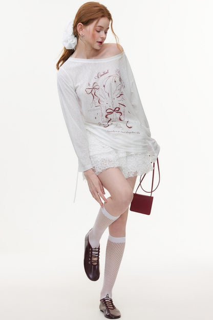 Casual Knit Fabric Graphic T-Shirt