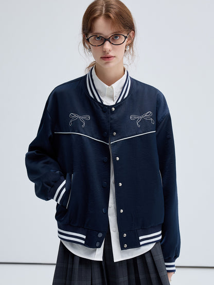 Casual Style Contrast Embroidery Jacket