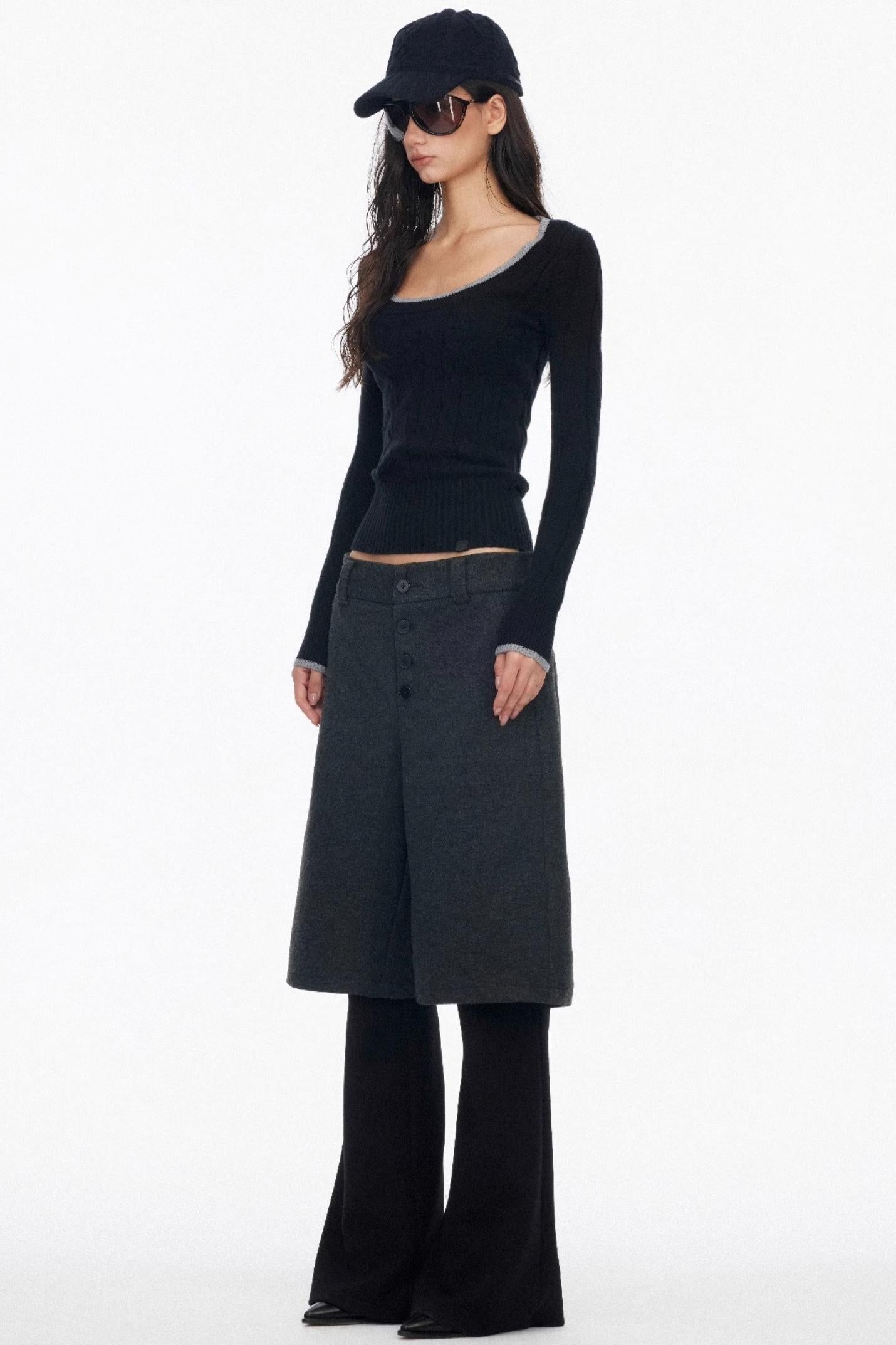 Layered Draped Bootcut Pants
