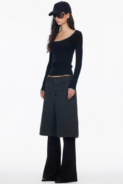 Layered Draped Bootcut Pants