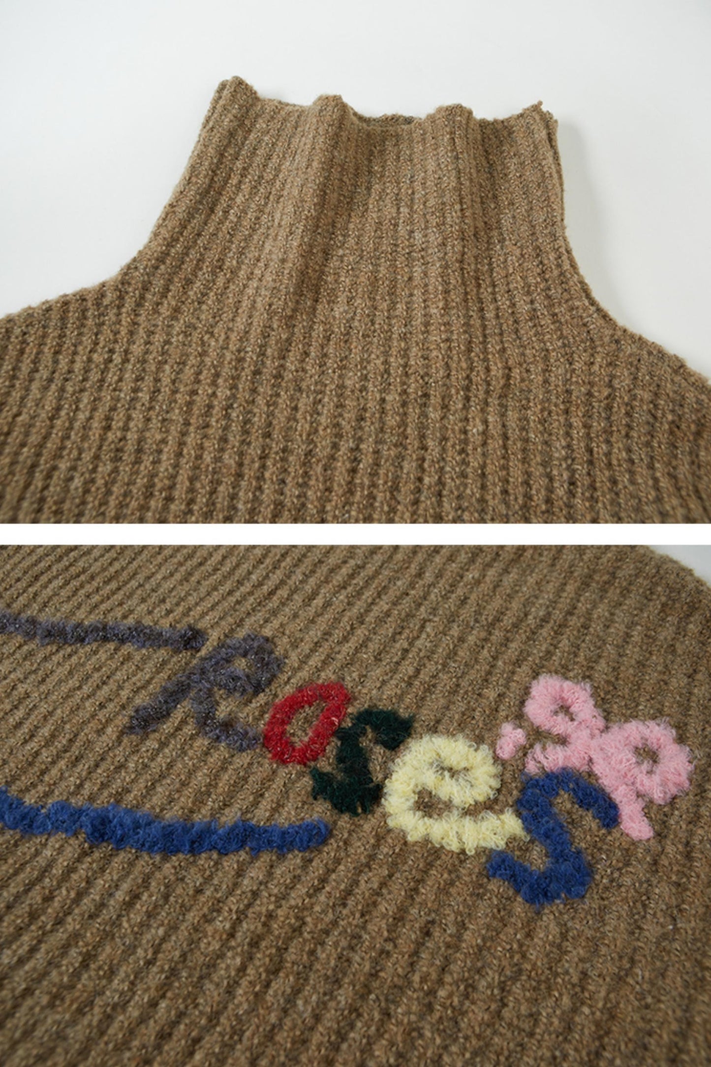 COLORED LETTER EMBROIDERED SWEATER