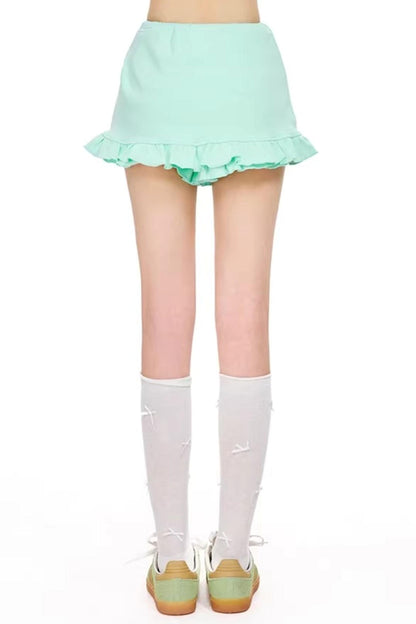 Ruffled Elastic Short Skirt