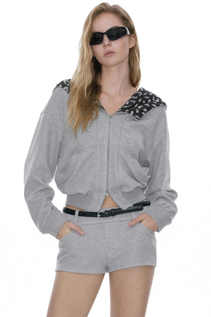 Leopard Print Hooded Jacket